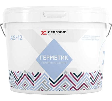 Акриловый герметик ECOROOM AS-12 (паропроницаемый; белый; 7 кг) E-Герм-4183/7