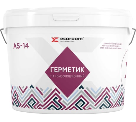 Акриловый герметик ECOROOM AS-14 (пароизоляционный; белый; 7 кг) E-Герм-4185/7