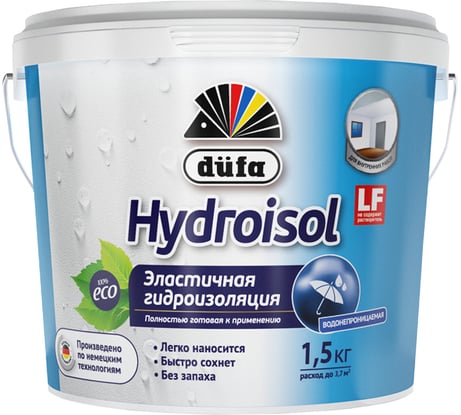 Гидроизоляция Dufa HYDROISOL эластичная, 1.5 кг МП00-004899