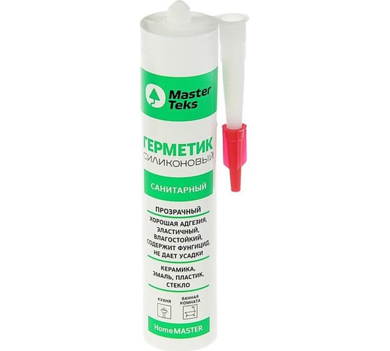 Санитарный герметик MASTERTEKS Homemaster силиконовый, прозрачный, 260 мл 230198