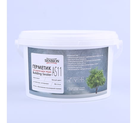 Герметик для заделки швов и трещин SENBION Building Sealer AS-11 (акриловый; белый; 15 кг) SB193/15-Бел
