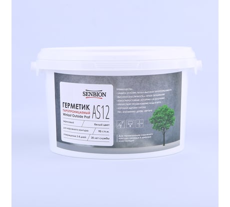 Оконный паропроницаемый герметик SENBION Winlast Outside Prof AS-12 (акриловый; белый; 7 кг) SB2956/7-Бел