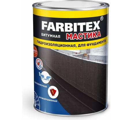 Битумная мастика Farbitex (гидроизоляционная; 4 кг) 4300003454