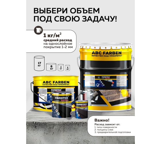 Битумная мастика Farbitex (гидроизоляционная; 2 кг) 4300003453