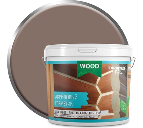 Акриловый герметик Farbitex (шовный; высокоэластичный; орех; 6 кг) 4300005099