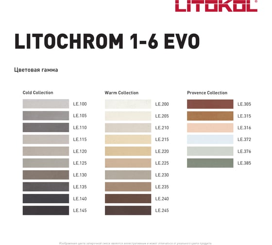 Затирка для швов LITOKOL LITOCHROM 1-6 EVO LE 130 (серый; 2 кг) 500140002