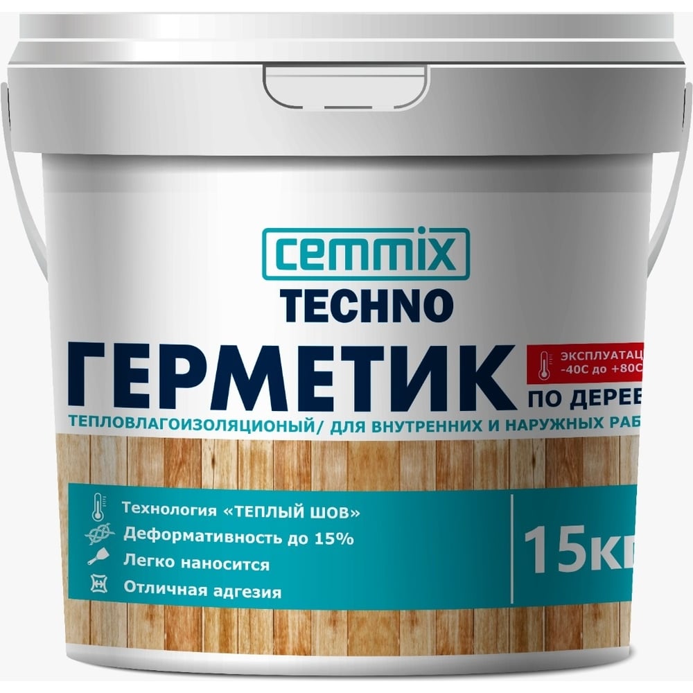 Cemmix Techno Теплый Шов герметик акриловый для дерева 15 кг сосна