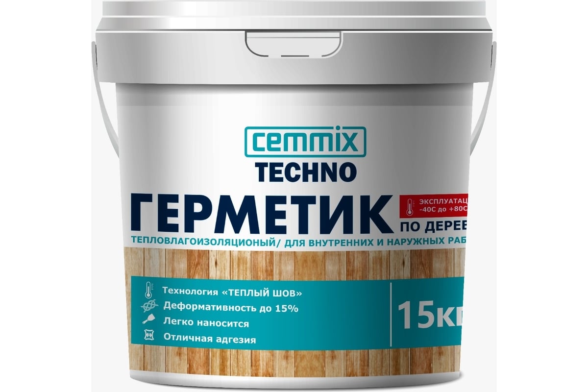 Cemmix Techno Теплый Шов герметик акриловый для дерева 15 кг сосна