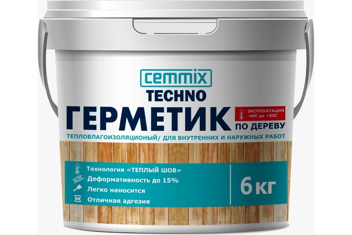 Акриловый герметик для дерева CEMMIX Теплый шов (медовый; 6 кг ...