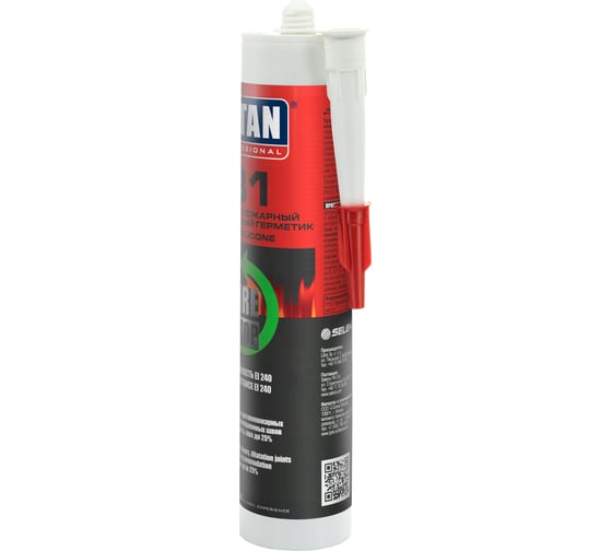 Противопожарный герметик TYTAN PROFESSIONAL FIRE STOP В1 силиконовый, белый, 310 мл 59918