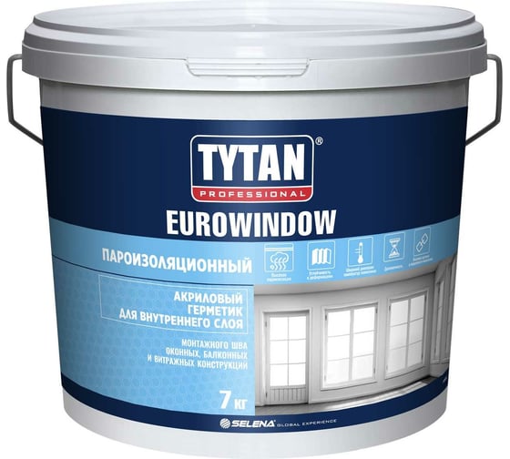 Акриловый герметик TYTAN PROFESSIONAL EUROWINDOW внутренний, пароизоляционный, белый, 7 кг 41320 1