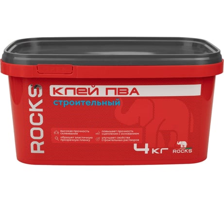 Клей ПВА строительный ROCKS 4 кг 033