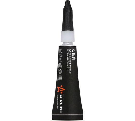 Супер клей Airline цианакрилатный EXTRA STRONG, 1 шт., 3 гр., блистер с подвесом ADGC008