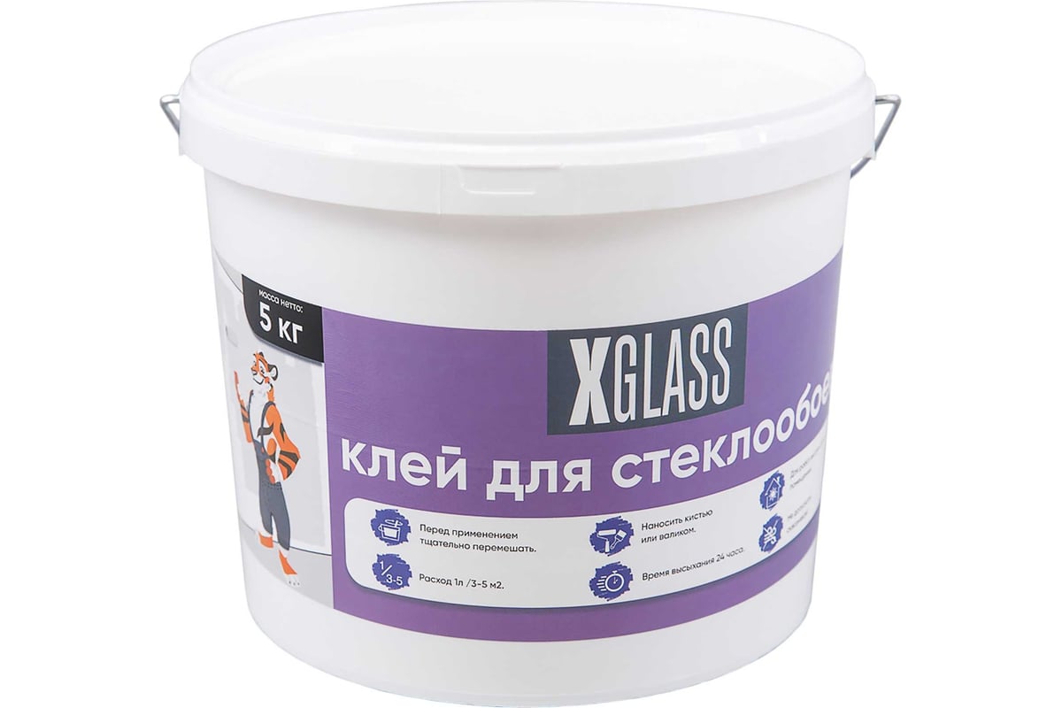 Акриловый клей для стеклообоев и стеклохолста XGLASS 5 кг ведро 140003 ...