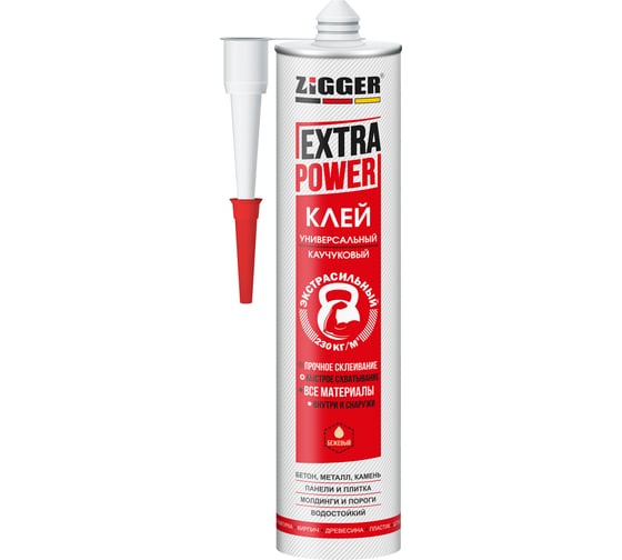 Клей ZIGGER EXTRA POWER (каучуковый; экстрасильный; белый; 380 гр) 11608035 1