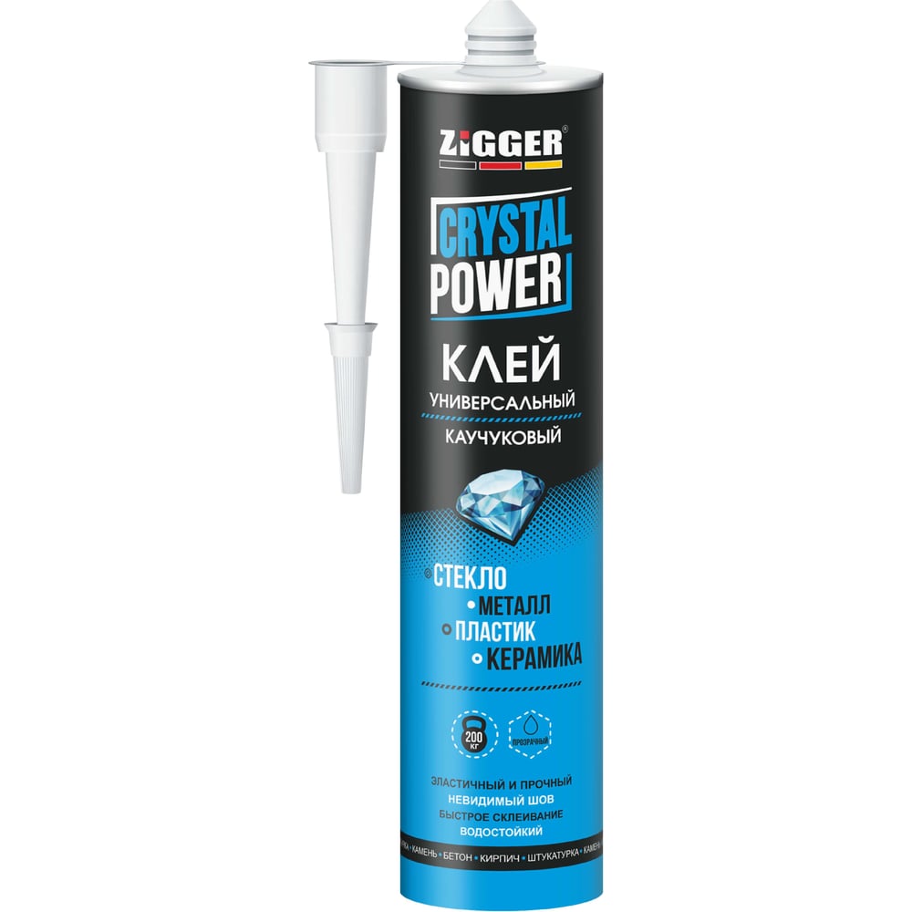 Zigger Клей ZIGGER CRYSTAL POWER каучуковый универсальный, бесцветный 280мл 03 ...