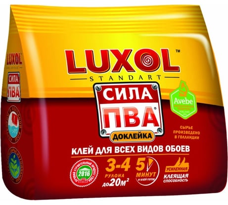 Обойный клей LUXOL Standart сила ПВА, 100 г LUXOL сила ПВА (Standart) 100г.