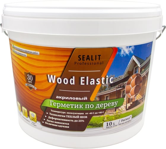 Акриловый герметик для дерева Sealit Wood Elastic 15 кг, орех 136137