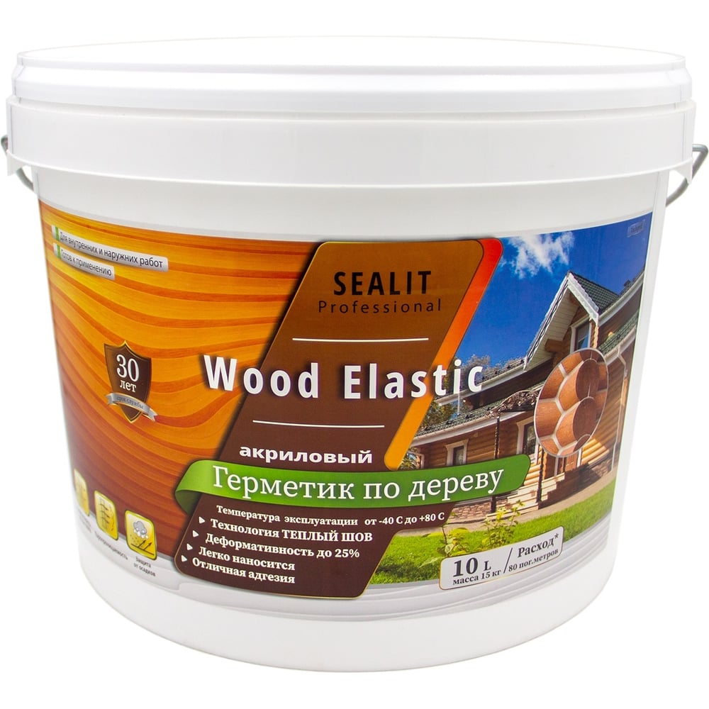 Акриловый герметик для дерева теплый шов Sealit Wood Elastic 15 кг бук ...