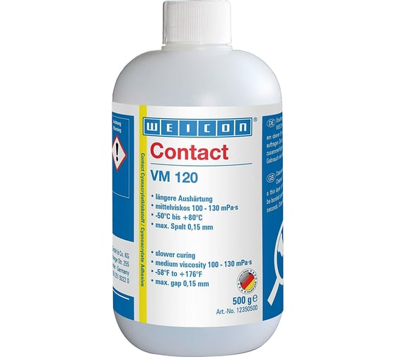 Цианоакрилатный клей WEICON Contact VM 120 500 г wcn12350500