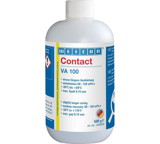 Цианоакрилатный клей WEICON Contact VA 100 500 г wcn12050500