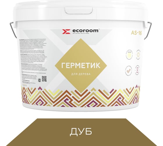Акриловый герметик ECOROOM AS-16 для дерева, дуб, 15 кг E-Герм-4189/дуб 1