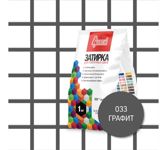 Затирочная смесь для плиточных швов Старатели 1 кг, графит 033 3277/3519 1