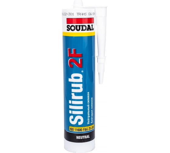 Нейтральный силиконовый герметик Soudal Силируб 2 F бесцветный, 300 мл 157057