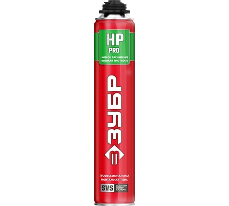 Монтажная пена ЗУБР PRO HP 800 мл с низким расширением пистолетная, всесезонная, SVS, 41148