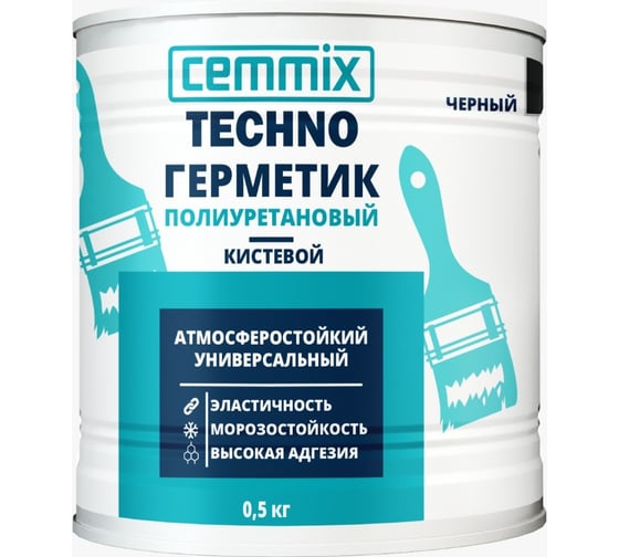 Герметик полиуретановый CEMMIX "Кистевой", банка 0,5 кг, цвет черный 85498731