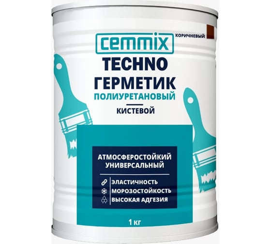 Герметик полиуретановый CEMMIX "Кистевой", банка 1 кг, цвет коричневый 85498728