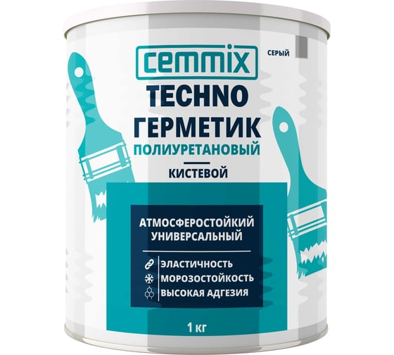 Герметик полиуретановый CEMMIX "Кистевой", банка 1 кг, цвет серый 85498729