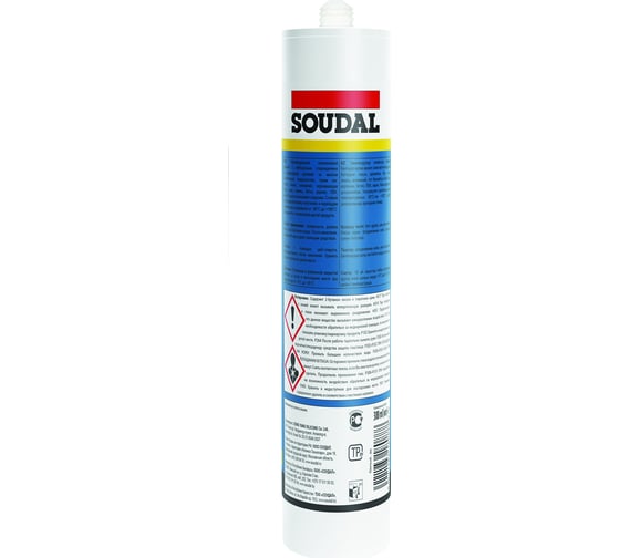 Нейтральный силиконовый герметик Soudal Силируб 2F белый, 300 мл 157059