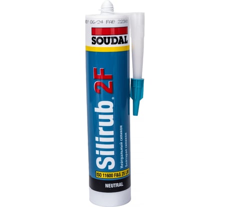 Нейтральный силиконовый герметик Soudal Силируб 2F серый, 300 мл 158938