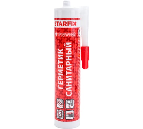 Санитарный силиконовый Герметик STARFIX Sanitary Silicone бесцветный, 300 мл SM-57867
