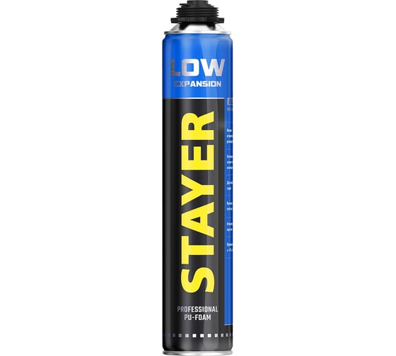 Монтажная пена STAYER Professional LOW EXPANSION с низким вторичным расширением, пистолетная, выход до 50 л, всесезонная, 800 мл 41136