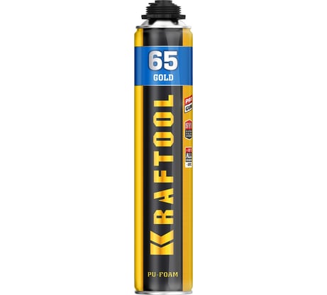Монтажная мелкопористая пистолетная пена KRAFTOOL Gold 65 SVS всесезонная, 850 мл, выход до 65 л 41194