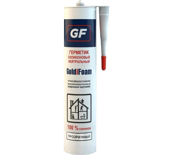 Силиконовый нейтральный герметик GoldiFoam GF бесцветный, 260 мл 20011
