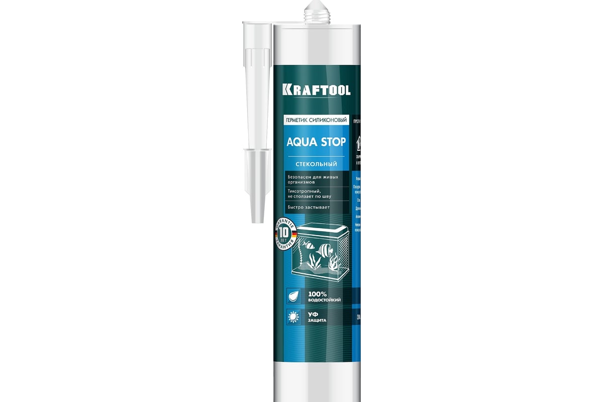 KRAFTOOL Герметик KRAFTSeal GX107 AQUA STOP силиконовый стекольный прозрачный 300мл [41256-2]