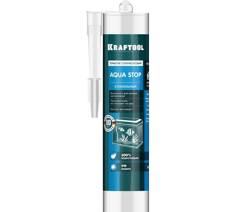 Силиконовый герметик KRAFTOOL KRAFTSIL GX107 AQUA STOP 300 мл, стекольный, черный 41256-4