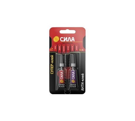 Сверхпрочный супер-клей СИЛА 3 гр + антиклей 3 гр C0039400