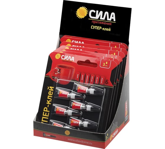 Сверхпрочный супер-клей СИЛА SBL1-6 1 гр.х 6 шт., BL-6 C0045533