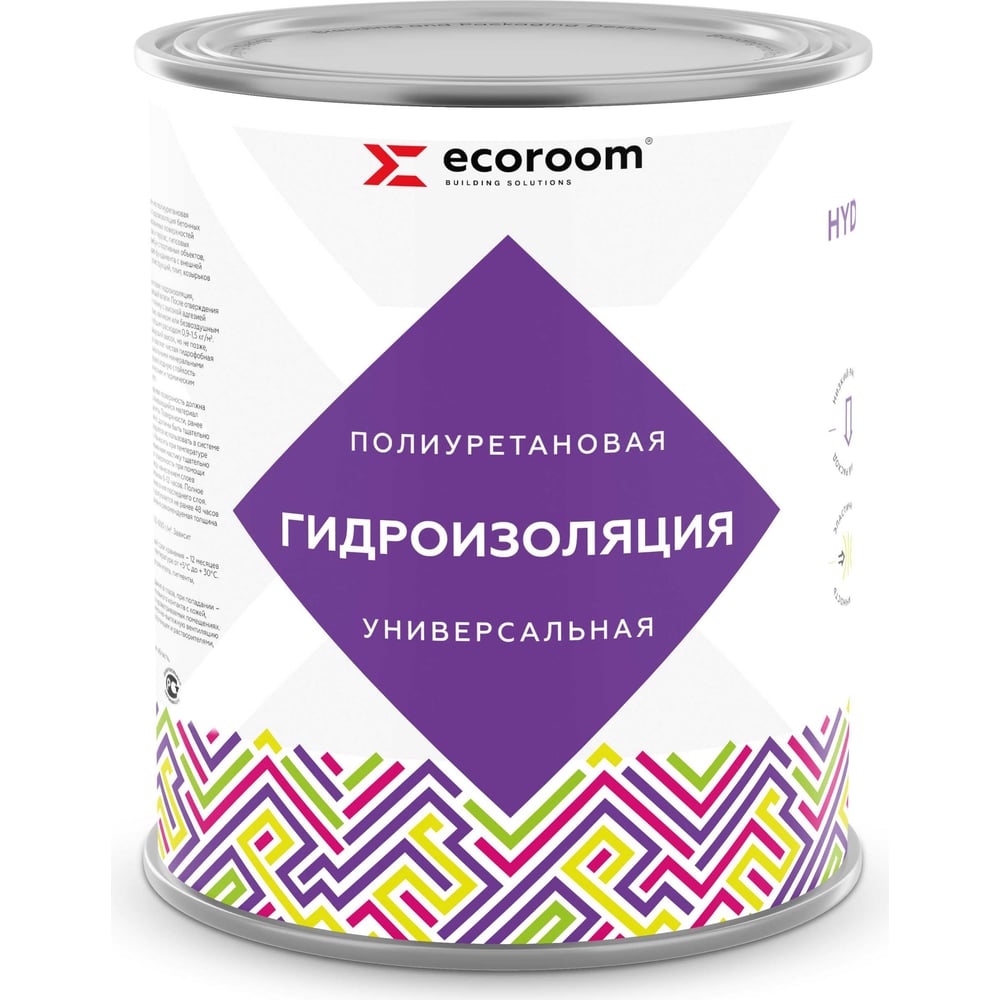 Полиуретановая универсальная гидроизоляция ECOROOM HYDRONEED серая, 1 ...