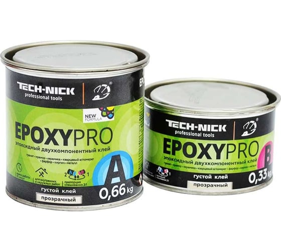 Клей эпоксидный TECH-NICK EpoxyPro (прозрачный/густой) 0,66+0,33кг 170.210.150 1