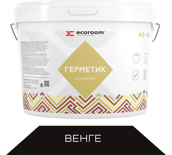 Герметик акриловый ECOROOM AS-16 для дерева, венге, 3 кг 225-1-3/венг