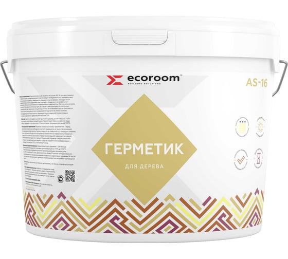 Герметик акриловый ECOROOM AS-16 для дерева, тик, 3 кг 225-1-3/тик