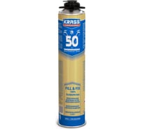 Монтажная пена KRASS professional v50 пистолетная, всесезонная, 0.75 л ЛА-00000634