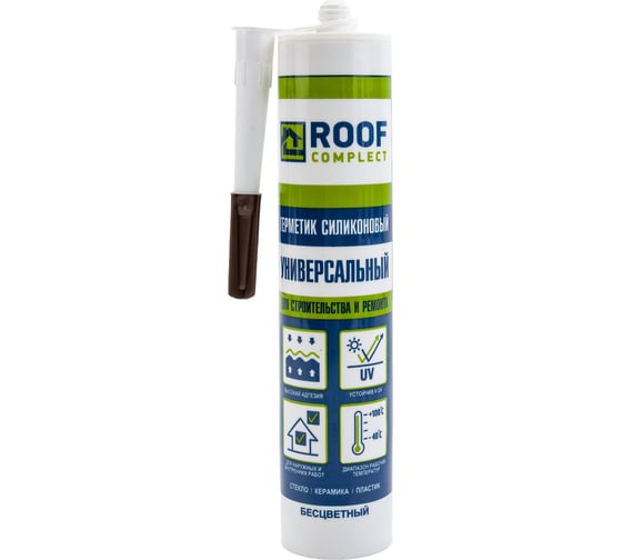 Универсальный силиконовый герметик Roof Complect беcцветный, 260 мл 00000344826
