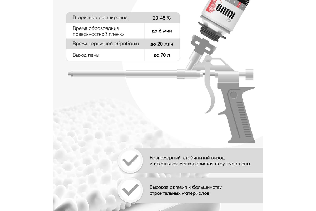 Пена монтажная профессиональная летняя KUDO proff 70+ xpress KUPP10SX70+ -  выгодная цена, отзывы, характеристики, фото - купить в Москве и РФ