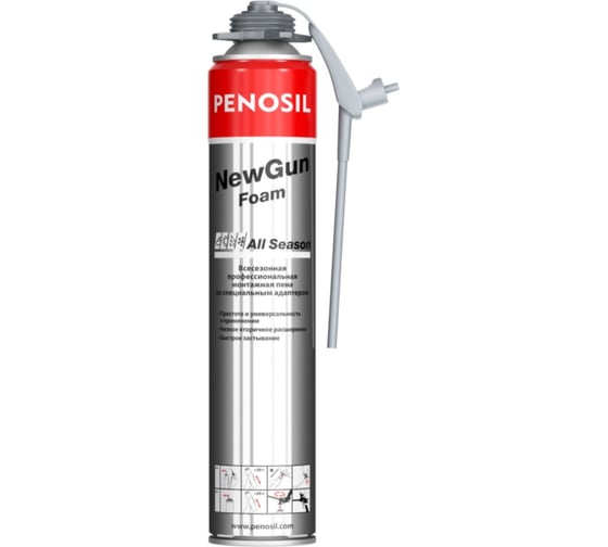 Монтажная всесезонная профессиональная пена Penosil New Gun с адаптером A1541 A1580Z